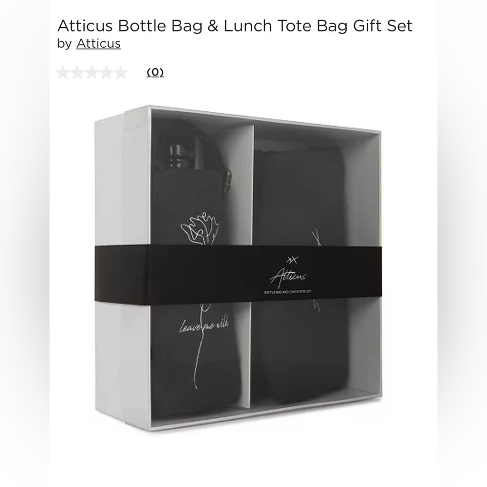 NWT Atticus Black Bottle Bag & Lunch Tote Bag Gift Set